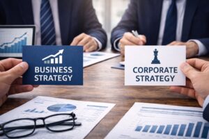 business strategy vs corporate strategy, business strategy, corporate strategy
